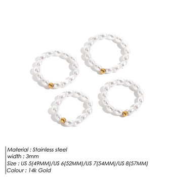 eManco Κορεάτικο μαργαριταρένιο μινιμαλιστικό δαχτυλίδι με μαργαριτάρι δάχτυλο λευκό στρογγυλό μαργαριτάρι δαχτυλίδι δώρο επετείου γάμου