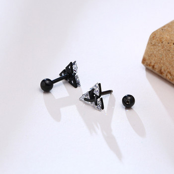 Vnox Stylish Triangle Stud σκουλαρίκια για άνδρες Γυναικεία, AAA CZ Stone Unisex Ear Clip Jewelry, Rock Punk Vintage αξεσουάρ