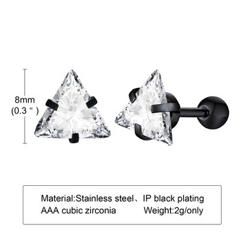 Стилни триъгълни обеци Vnox за мъже, жени, унисекс бижута с щипка за уши AAA CZ камък, рок пънк ретро аксесоар