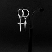 Από ανοξείδωτο ατσάλι 3D Cross Star Dangle Κρεμαστά σκουλαρίκια κρεμαστά σκουλαρίκια από τιτάνιο ατσάλι χιπ χοπ πανκ κλιπ αυτιών χωρίς τρύπες αυτιών Ανδρικά