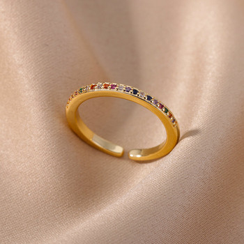 Μίνι ζιργκόν πράσινα δαχτυλίδια για γυναίκες από ανοξείδωτο ατσάλι Χρυσό χρώμα Ρυθμιζόμενο δαχτυλίδι αρραβώνα Χριστουγεννιάτικο δώρο κοσμήματος