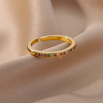 Мини зелени пръстени с циркон за жени от неръждаема стомана, златен цвят, регулируем пръстен, годежен пръстен, коледни бижута, подарък