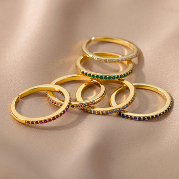 Мини зелени пръстени с циркон за жени от неръждаема стомана, златен цвят, регулируем пръстен, годежен пръстен, коледни бижута, подарък