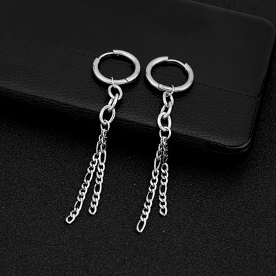Jauni modes nerūsējošā tērauda auskari ar garu ķēdi, savilkšanas pušķis piekarināms ausu stīpiņš sievietēm mīļotājiem ballīšu panku hiphopa ausu klipši