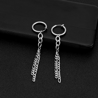 Jauni modes nerūsējošā tērauda auskari ar garu ķēdi, savilkšanas pušķis piekarināms ausu stīpiņš sievietēm mīļotājiem ballīšu panku hiphopa ausu klipši