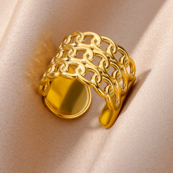 Δαχτυλίδι από ανοξείδωτο ατσάλι για γυναίκες Ανδρικά χρυσό χρώμα Ανοιχτό γοτθικό γεωμετρικό δαχτυλίδι Γυναικείο αρραβωνιαστικό κόσμημα γάμου