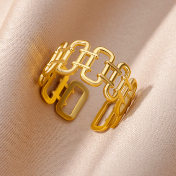 Пръстени от неръждаема стомана за жени, мъже, златен цвят, отворен готически геометричен пръстен, женски мъжки модни годежни бижута за сватбено тържество