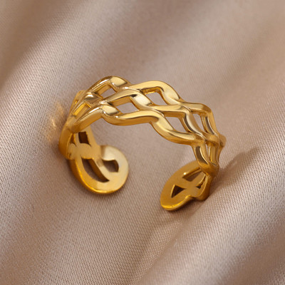 Prstenje od nehrđajućeg čelika za žene muškarce zlatne boje otvoreni gotički geometrijski prsten ženski muški modni zaručnički nakit za svatove