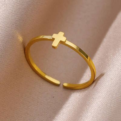 Prstenje od nehrđajućeg čelika za žene muškarce zlatne boje otvoreni gotički geometrijski prsten ženski muški modni zaručnički nakit za svatove