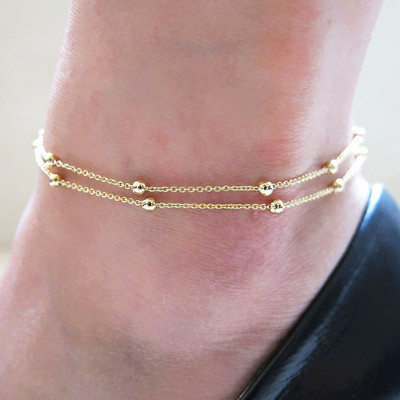 Αλυσίδα δύο στρώσεων Καρδιά Φεγγάρι Ήλιος Χρυσό Ασημί Χρώμα Γυναικεία Βραχιόλια Καλοκαιρινά Ξυπόλητα Σανδάλια Κοσμήματα στο πόδι