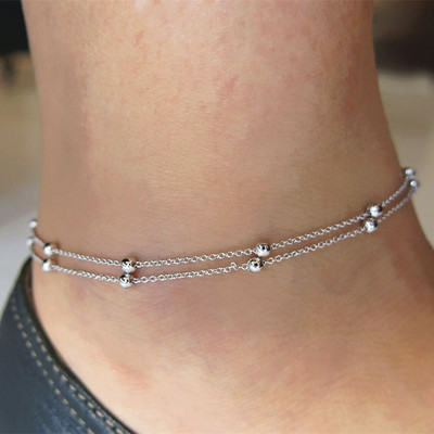 Αλυσίδα δύο στρώσεων Καρδιά Φεγγάρι Ήλιος Χρυσό Ασημί Χρώμα Γυναικεία Βραχιόλια Καλοκαιρινά Ξυπόλητα Σανδάλια Κοσμήματα στο πόδι