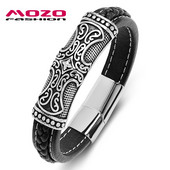 MOZO FASHION Uus klassikaline meeste toteemi käevõru, nahast roostevabast terasest võlu, ristmustriline punk mitmevärviline ehe kingitus, 260