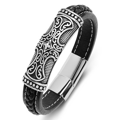 MOZO FASHION Uus klassikaline meeste toteemi käevõru, nahast roostevabast terasest võlu, ristmustriline punk mitmevärviline ehe kingitus, 260