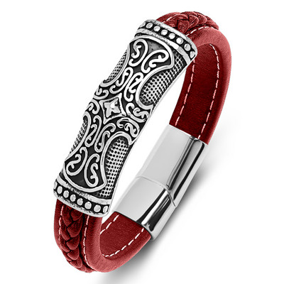 MOZO FASHION Uus klassikaline meeste toteemi käevõru, nahast roostevabast terasest võlu, ristmustriline punk mitmevärviline ehe kingitus, 260