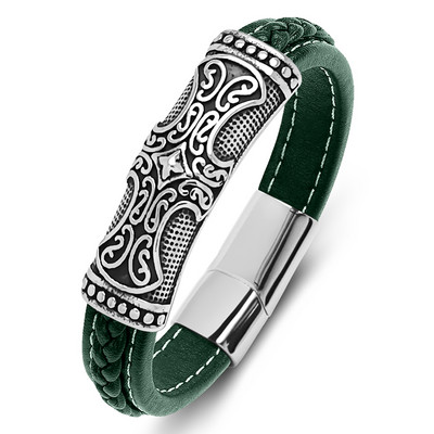 MOZO FASHION Uus klassikaline meeste toteemi käevõru, nahast roostevabast terasest võlu, ristmustriline punk mitmevärviline ehe kingitus, 260