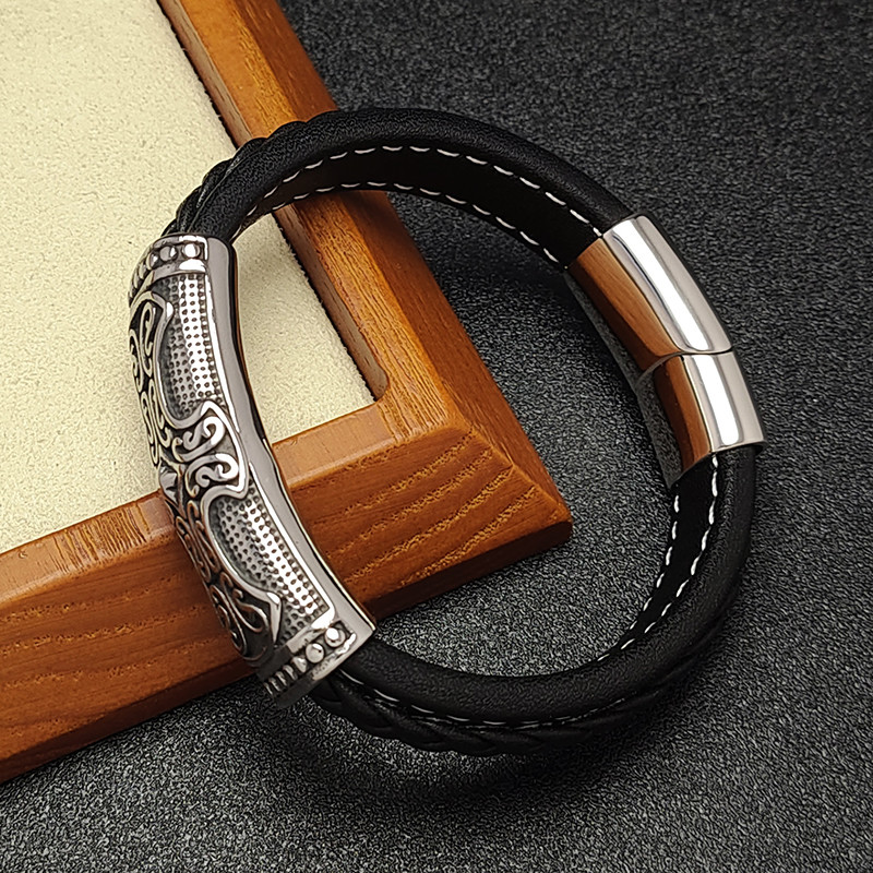 MOZO FASHION Uus klassikaline meeste toteemi käevõru, nahast roostevabast terasest võlu, ristmustriline punk mitmevärviline ehe kingitus, 260