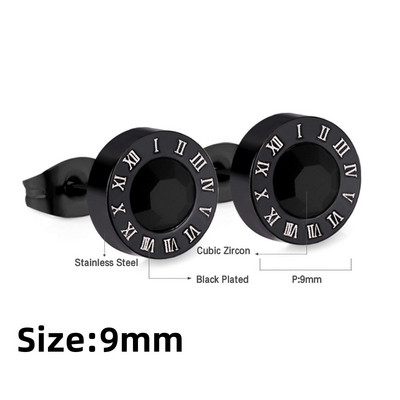 LUXUKISSKIDS Rimski brojevi Muške naušnice Gotičke crne nitne Čelične korejske mode za žene 2023. Trendy punk CZ Hiphop piercing