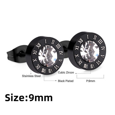 LUXUKISSKIDS Rimski brojevi Muške naušnice Gotičke crne nitne Čelične korejske mode za žene 2023. Trendy punk CZ Hiphop piercing