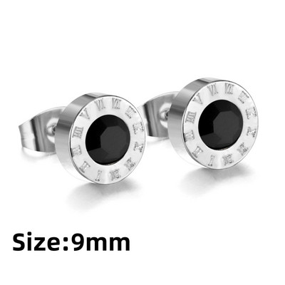 LUXUKISSKIDS Rimski brojevi Muške naušnice Gotičke crne nitne Čelične korejske mode za žene 2023. Trendy punk CZ Hiphop piercing