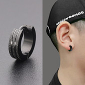 Gotička modna matirana naušnica s karikom s crnim kamenom Cool naušnice Muškarci Nakit od nehrđajućeg čelika Žene 2024 Trend naušnice za tinejdžere
