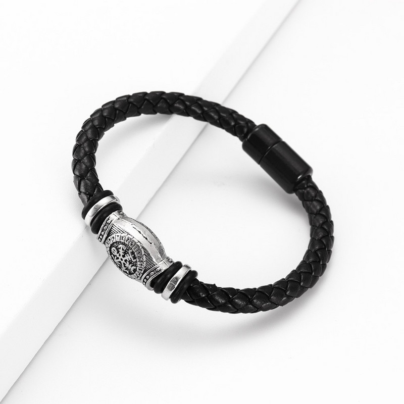 Trend Δερμάτινο πλεκτό μαγνητική πόρπη Nordic Rune Compass Bracelet Charm Ανδρικό βραχιόλι Νέο δώρο αξεσουάρ κοσμημάτων Hip Hop Punk