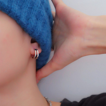 1 ζευγάρι κούφιο διπλό δαχτυλίδι μικρό κρίκο σκουλαρίκια για άνδρες Γυναικεία Νέα τάση μαύρο ασημί χρώμα Hip Hop Party Gothic Ear κοσμήματα