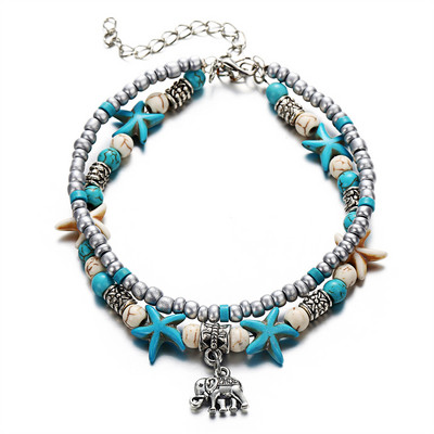 1 τμχ Boho Starfish Beaded Anklets with Conch Fashion Γυναικείες ρυθμιζόμενες χάντρες ρυζιού Βραχιόλια στον αστράγαλο Κοριτσίστικα καλοκαιρινά κοσμήματα ποδιών