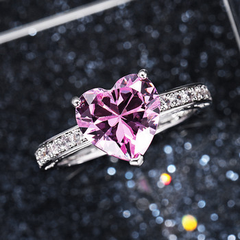 Huitan Luxury Solitaire Γυναικείες Δαχτυλίδι αρραβώνων ΑΑΑ Ροζ Κυβικό Ζιργκόν Δαχτυλίδι πρότασης για δώρο επετείου φίλης