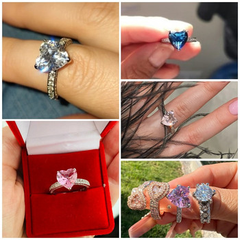 Huitan Luxury Solitaire Γυναικείες Δαχτυλίδι αρραβώνων ΑΑΑ Ροζ Κυβικό Ζιργκόν Δαχτυλίδι πρότασης για δώρο επετείου φίλης