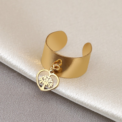 SZN 1 τμχ 316L από ανοξείδωτο ατσάλι 19mm Πλάτος Ανοιχτό Στρογγυλό Δαχτυλίδι Γούρι Star Heart Tree Pendents Connectors Δαχτυλίδια Ευρήματα κοσμημάτων