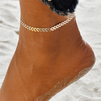 3 бр./компл. златни цветни обикновени верижни глезени за жени Бижута за плажни крака Верига за крака Гривни за глезена Дамски аксесоари