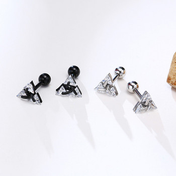 Търговия на едро с мъжки обеци, триъгълни пробити кристални обеци с циркониеви обеци от неръждаема стомана Малки минималистични бижута с шипове