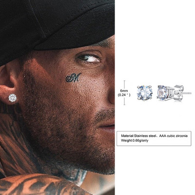 Hulgimüük meeste kõrvarõngad, kolmnurkne augustatud kristallist tsirkoonist kõrvarõngad roostevabast terasest pisikesed minimalistlikud naeltega ehted