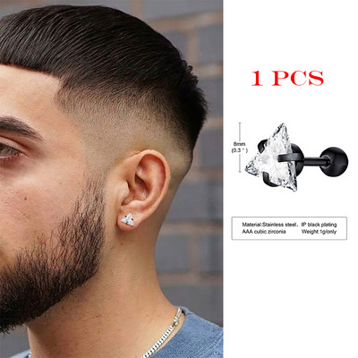 Hulgimüük meeste kõrvarõngad, kolmnurkne augustatud kristallist tsirkoonist kõrvarõngad roostevabast terasest pisikesed minimalistlikud naeltega ehted