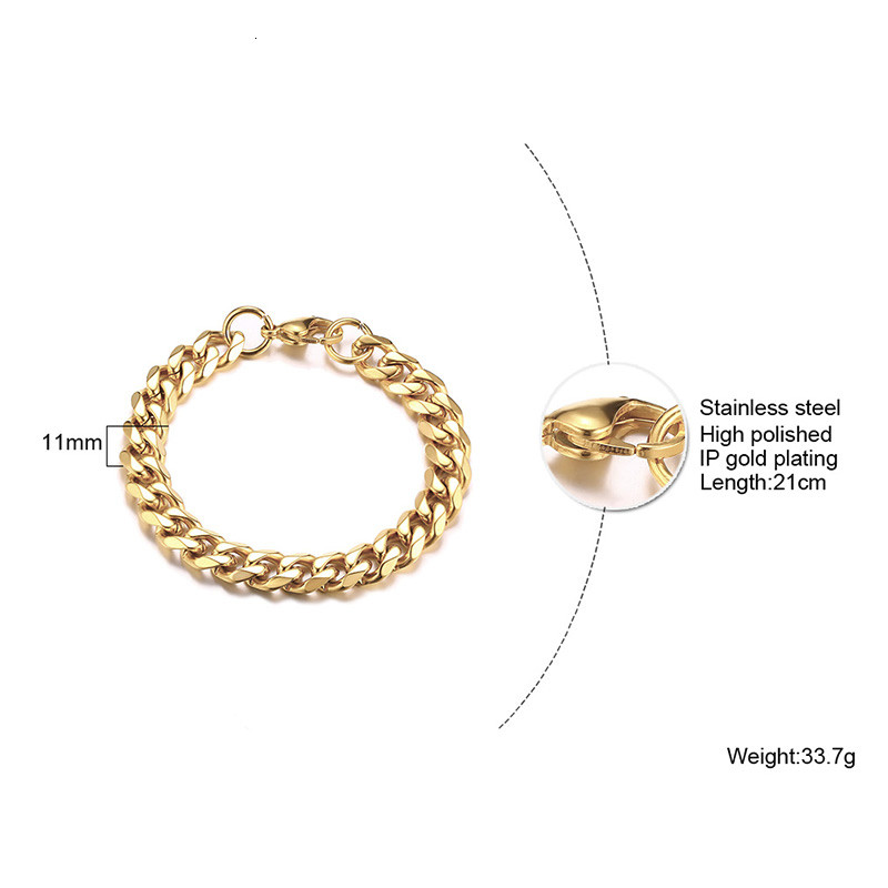 Meeste käevõru, Miami Kuuba kettkäevõru, roostevabast terasest käevõru meestele, 3 kuni 11 mm käevõru ehe kingitus talle