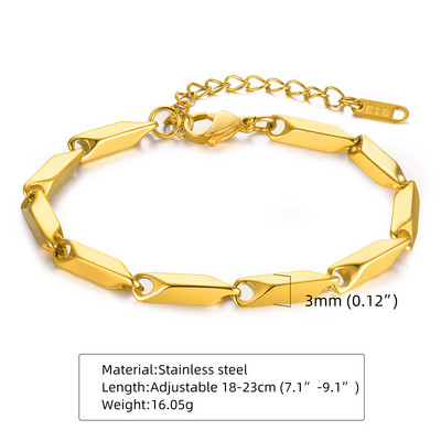 HIYEE Bar Link Thai Baht käevõru, kuldne must 18+5cm roostevabast terasest kullatud bambusest käevõru meeste ehted, kingitus meestele