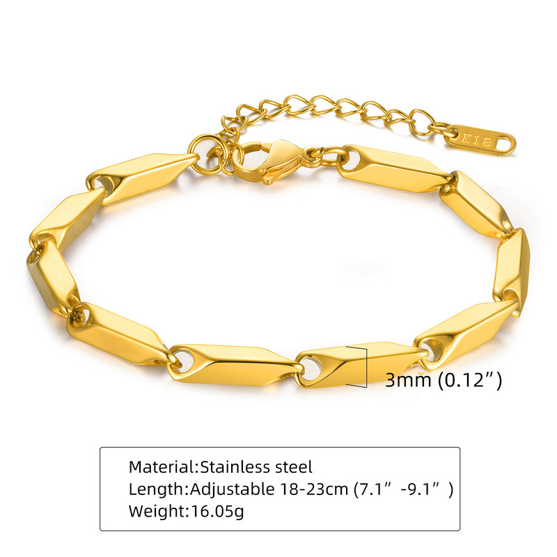 HIYEE Bar Link Thai Baht käevõru, kuldne must 18+5cm roostevabast terasest kullatud bambusest käevõru meeste ehted, kingitus meestele