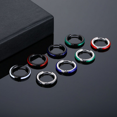 Горещи продавани емайлирани кръгли обеци от неръждаема стомана Модни пънк кръгли бижута за уши Парти подаръци за жени Мъже