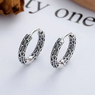 Vintage απλά σκουλαρίκια με κρίκους από ανοξείδωτο ατσάλι υποαλλεργικά σκουλαρίκια για άνδρες Γυναικεία Cool Indian Boho κοσμήματα