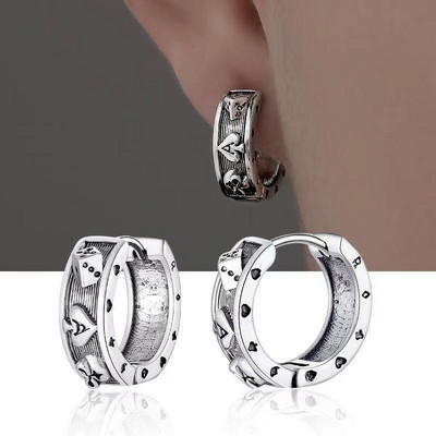 Vintage απλά σκουλαρίκια με κρίκους από ανοξείδωτο ατσάλι υποαλλεργικά σκουλαρίκια για άνδρες Γυναικεία Cool Indian Boho κοσμήματα