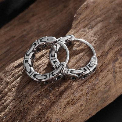 Vintage απλά σκουλαρίκια με κρίκους από ανοξείδωτο ατσάλι υποαλλεργικά σκουλαρίκια για άνδρες Γυναικεία Cool Indian Boho κοσμήματα