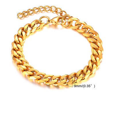 Vnox Basic Kuuba keti käevõrud meestele, naistele, klassikalisest roostevabast terasest 5/9 mm laiusega keti käepael, vabaaja hipsteri ehted