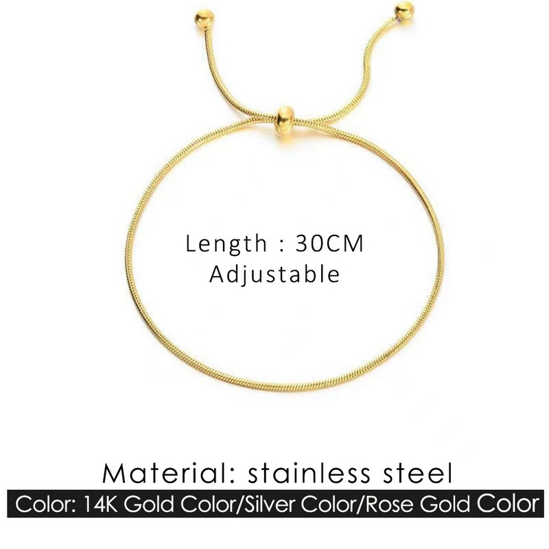 Roostevabast terasest reguleeritav jalavõru naisele, ümmargune ussikett, väljatõmmatav pahkluu nööp, sünnipäevakingitus, hulgimüük