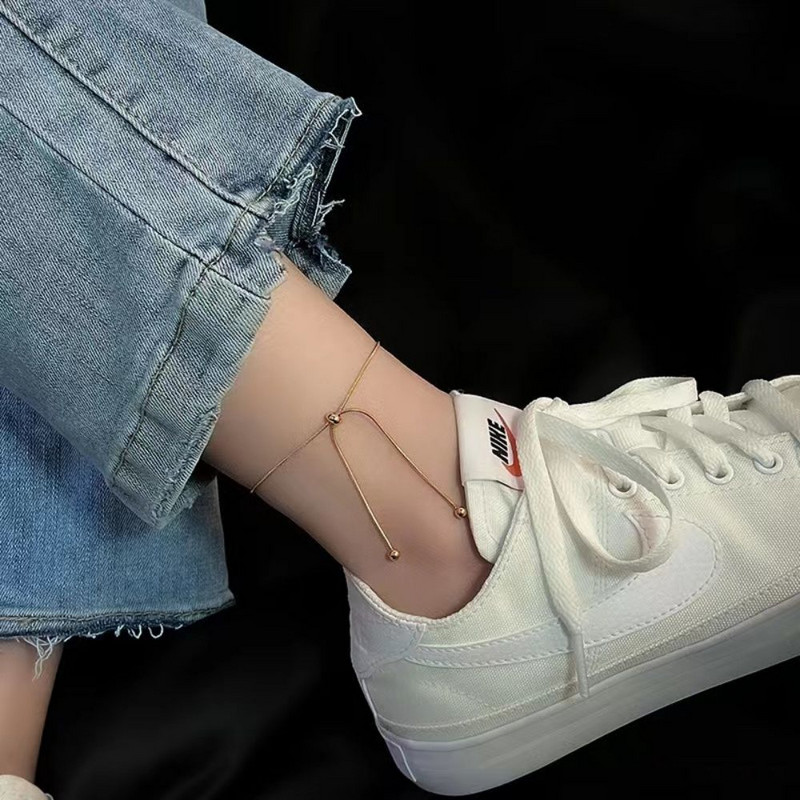 Roostevabast terasest reguleeritav jalavõru naisele, ümmargune ussikett, väljatõmmatav pahkluu nööp, sünnipäevakingitus, hulgimüük