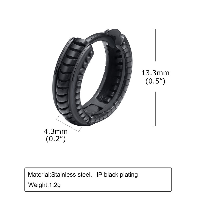 Vnox elegantne naušnice s prstenom za muškarce i dječake, Huggies naušnice od nehrđajućeg čelika, etnički punk rock muški darovi s ušima, nakit