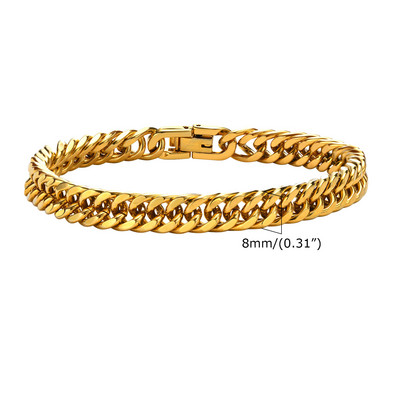Βραχιόλια με αλυσίδα Mprainbow Stylish Double Curb, 8/10/12/15mm βραχιόλι Miami Link, Δώρο κοσμημάτων από ανοξείδωτο ατσάλι για άνδρες γυναίκες