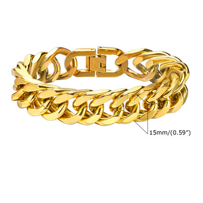 Βραχιόλια με αλυσίδα Mprainbow Stylish Double Curb, 8/10/12/15mm βραχιόλι Miami Link, Δώρο κοσμημάτων από ανοξείδωτο ατσάλι για άνδρες γυναίκες