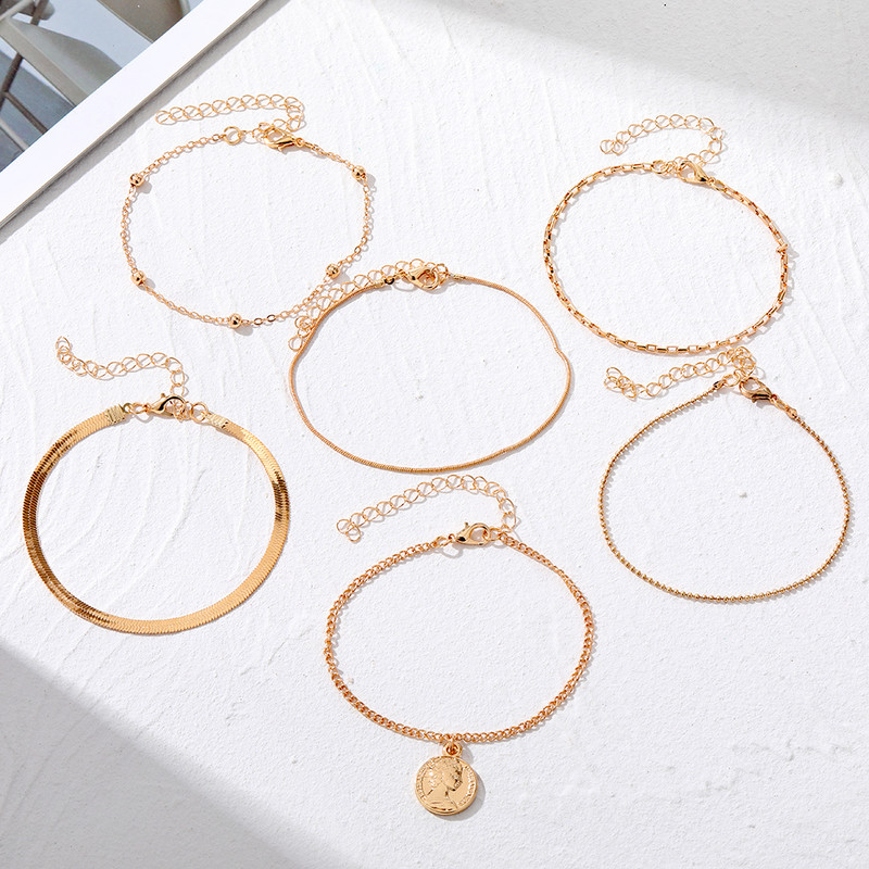 IPARAM 6tk ketid Mitmekihiline metallist jalavõru naistele helmestega mündiripatsiga jalavõru jalavõru Moeehted kingitused