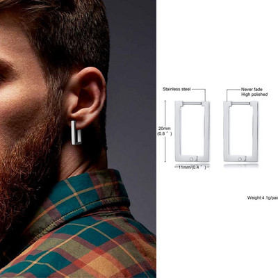 Minimalističke naušnice, pravokutni klinovi, naušnice od nehrđajućeg čelika jednostavne geometrije za muškarce Ženski nakit