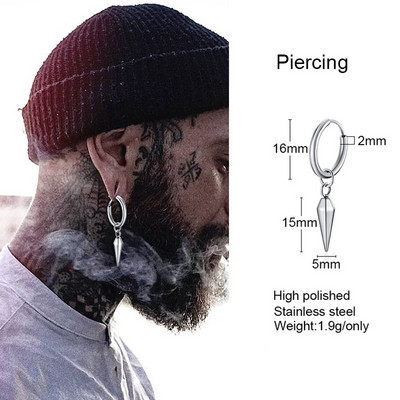 ΣΚΟΥΛΑΡΙΚΙΑ ΣΚΟΥΛΑΡΙΚΙΑ ΣΚΟΥΛΑΡΙΚΙΑ HUGGIE HOOPS SINGLE SPIKE ΓΙΑ ΑΝΤΡΕΣ ΑΝΟΞΕΙΔΩΤΟ STREETSTYLE STREETWEAR COOL HIPSTER MAN SPIKEY HOOP ΚΟΣΜΗΜΑΤΑ